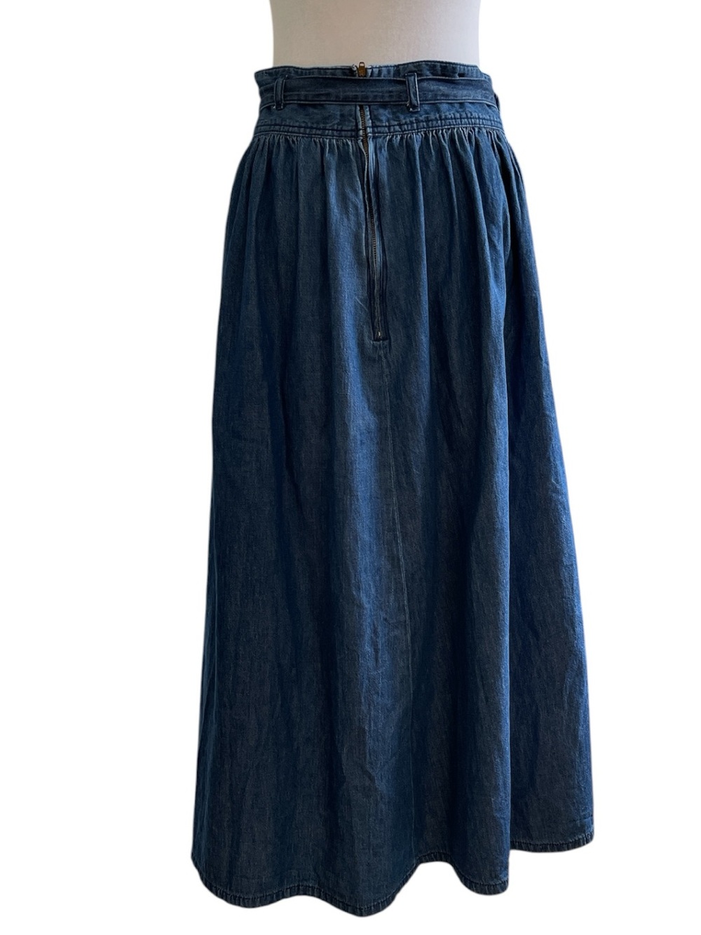 GU Japan Denim Tie Waist Midi Skirt Minimalist A-Line Hakama Style M - Picture 5 of 7